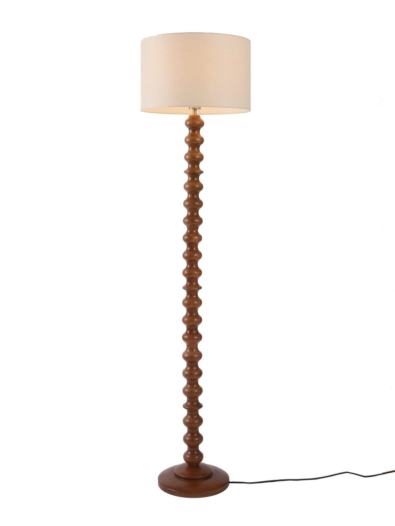Image 3 of 6 of The Very Collection Bobbin Floor Lamp With Linen Shade