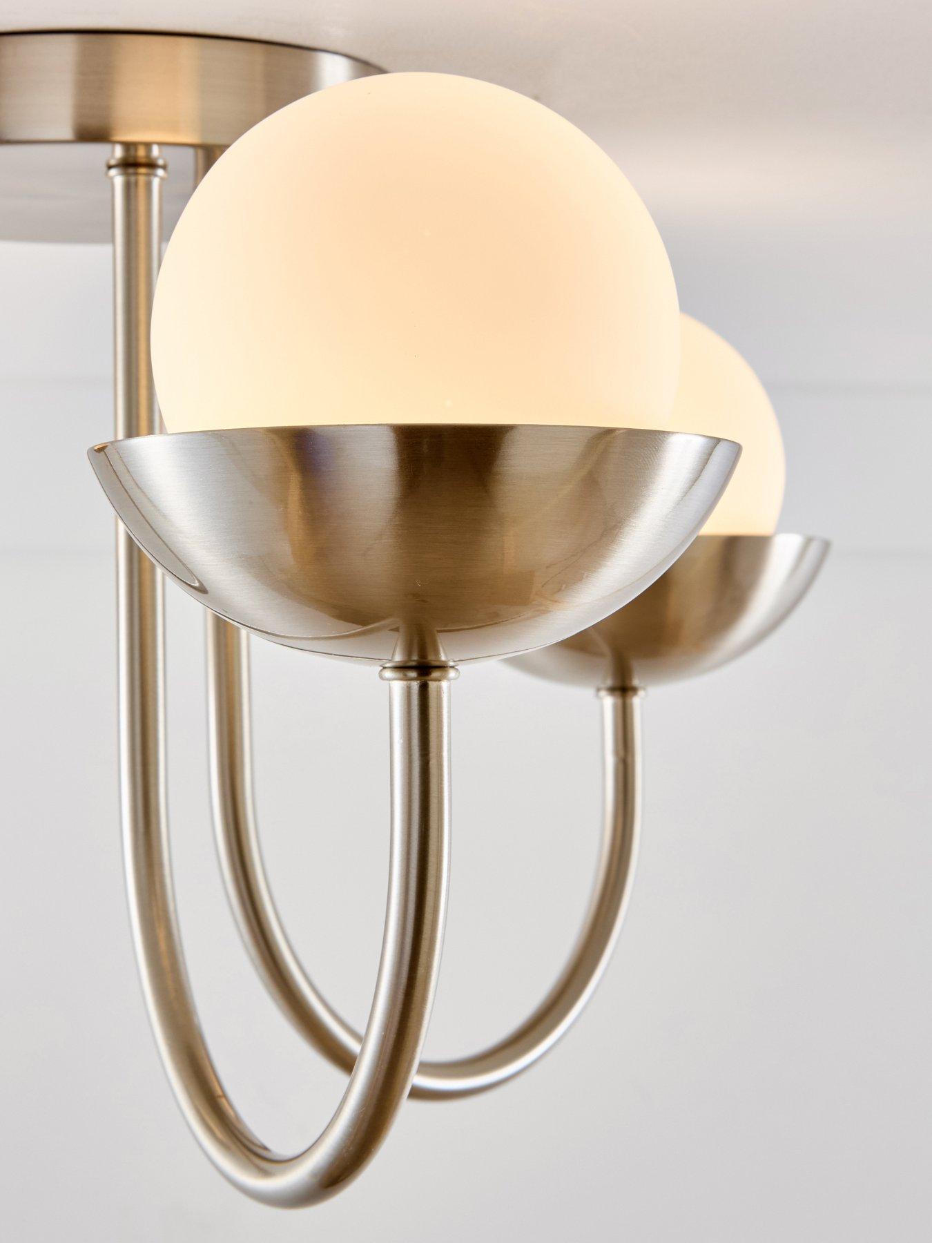 Image 4 of 6 of The Very Collection 3 Light Semi Flush Retro Globe - Brushed Nickel