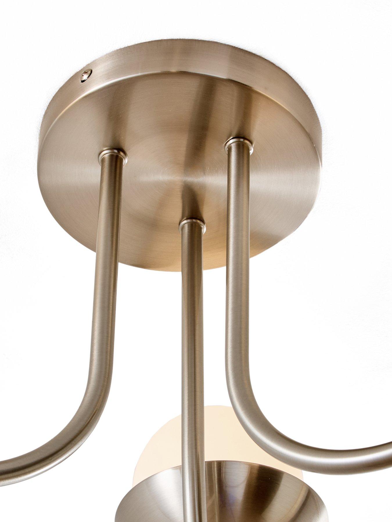 Image 6 of 6 of The Very Collection 3 Light Semi Flush Retro Globe - Brushed Nickel