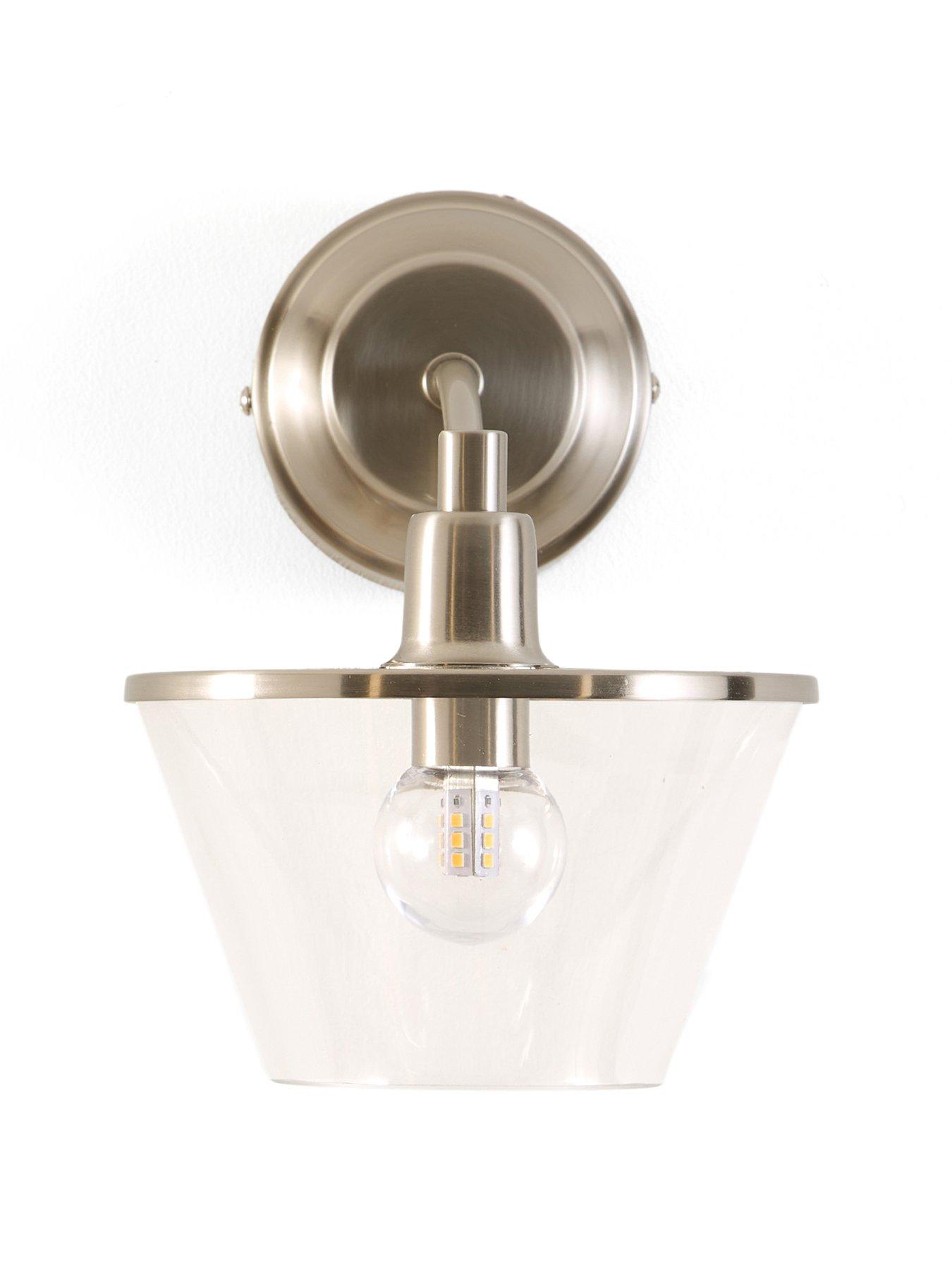 Image 2 of 6 of The Very Collection Rechargeable Wall Light With Clear Glass Conical Shade With Metal Trim
