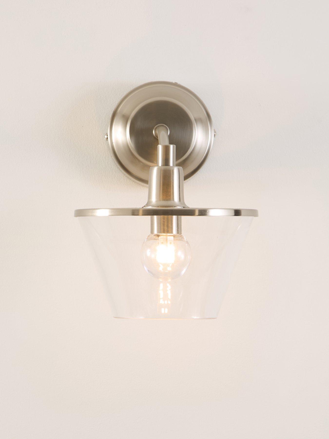 Image 3 of 6 of The Very Collection Rechargeable Wall Light With Clear Glass Conical Shade With Metal Trim