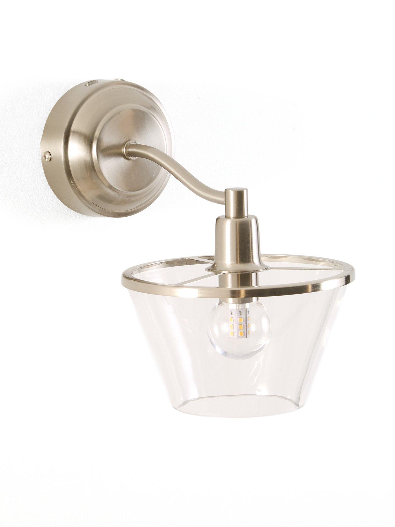 Image 5 of 6 of The Very Collection Rechargeable Wall Light With Clear Glass Conical Shade With Metal Trim