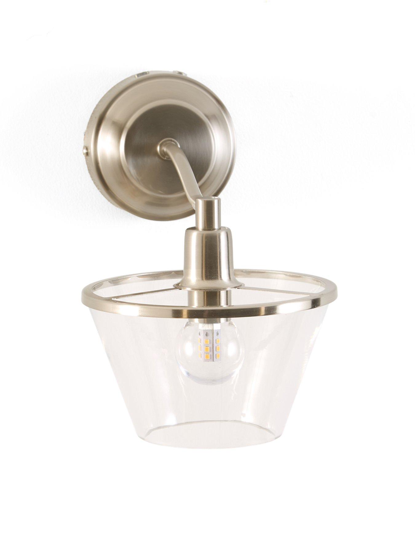 Image 6 of 6 of The Very Collection Rechargeable Wall Light With Clear Glass Conical Shade With Metal Trim