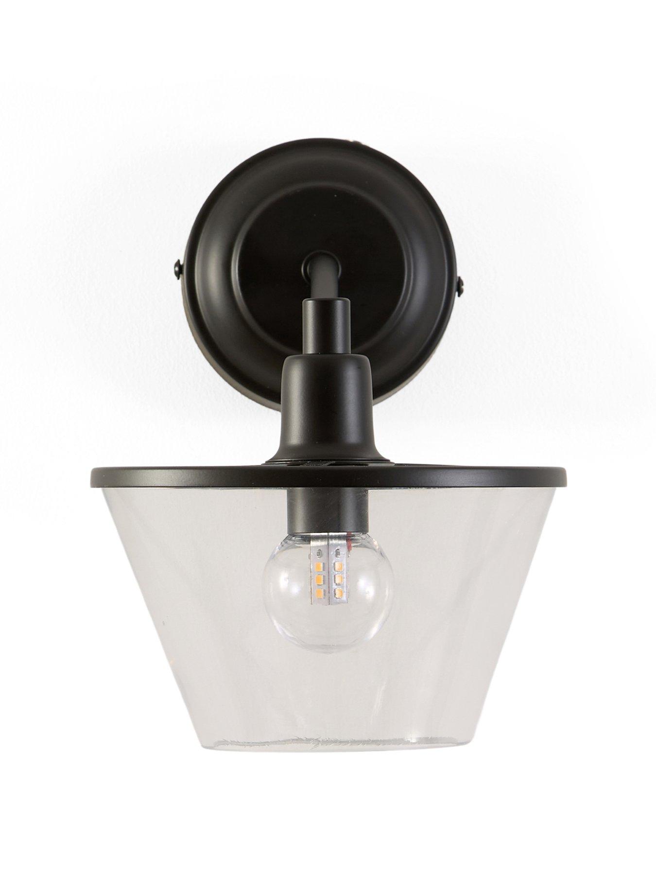 Image 2 of 6 of The Very Collection Rechargeable Wall Light With Clear Glass Conical Shade With Metal Trim