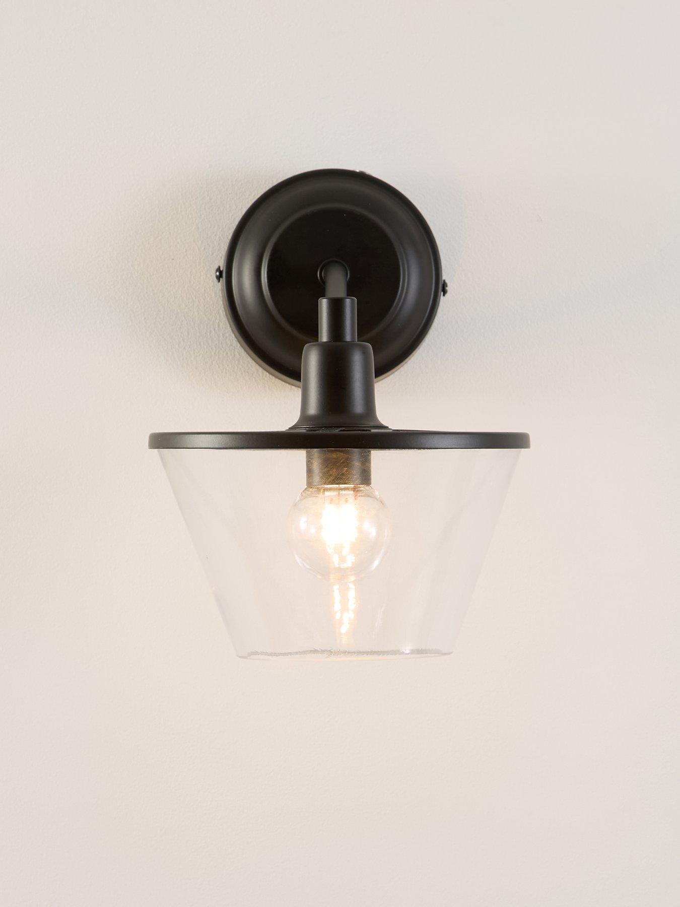 Image 3 of 6 of The Very Collection Rechargeable Wall Light With Clear Glass Conical Shade With Metal Trim
