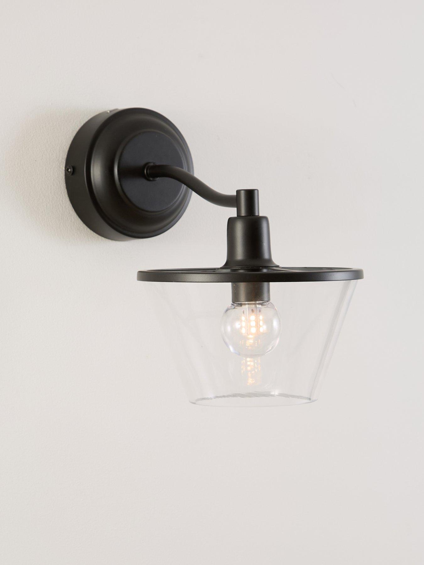 Image 4 of 6 of The Very Collection Rechargeable Wall Light With Clear Glass Conical Shade With Metal Trim
