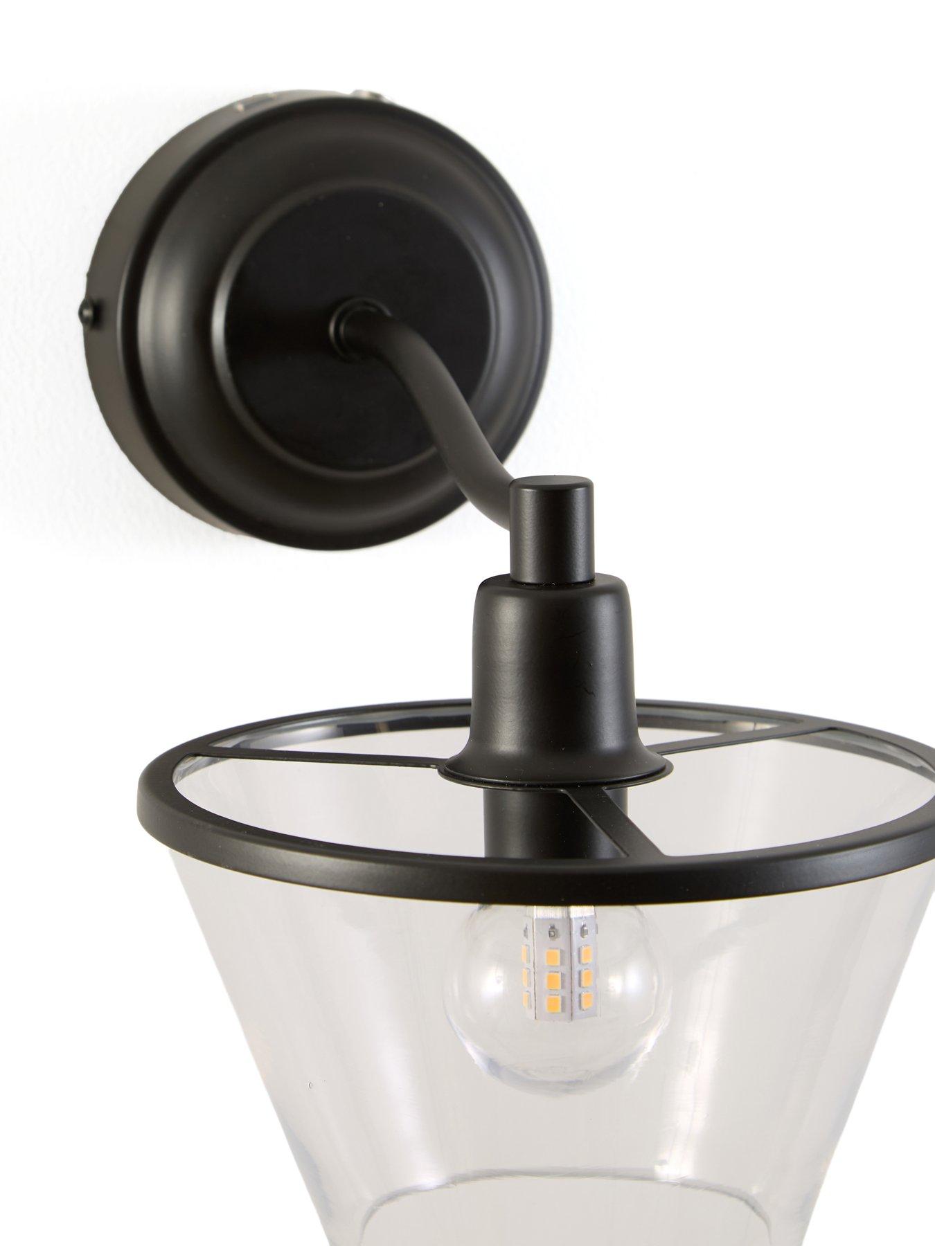 Image 5 of 6 of The Very Collection Rechargeable Wall Light With Clear Glass Conical Shade With Metal Trim