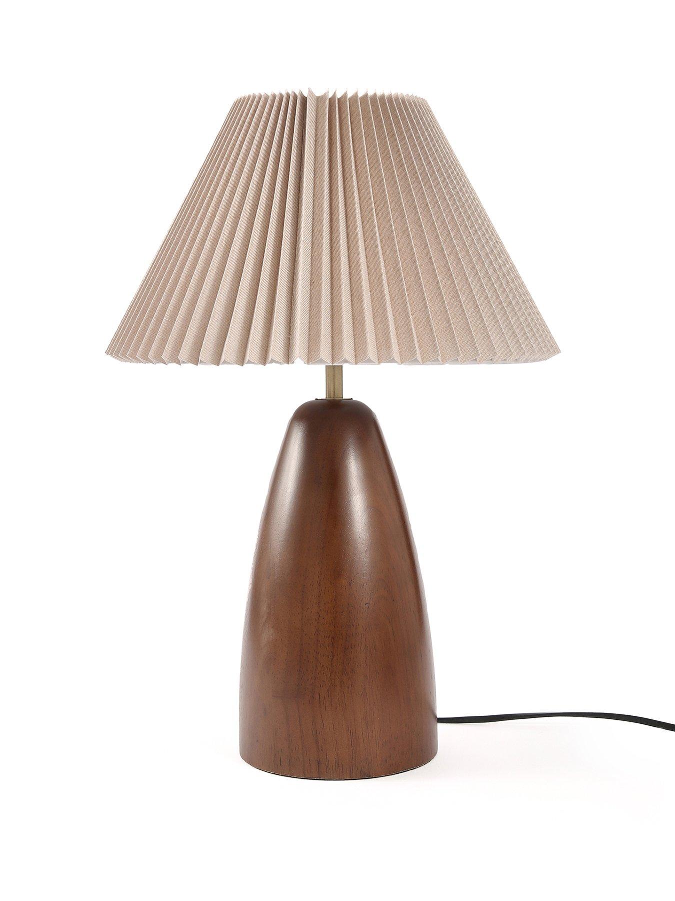 Image 2 of 6 of The Very Collection Walnut Table Lamp With Pleated Shade