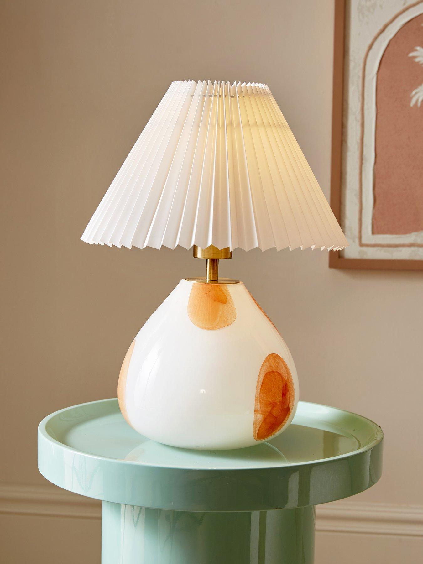 Image 1 of 5 of The Very Collection Spotted Glass Table Lamp With Pleated Shade