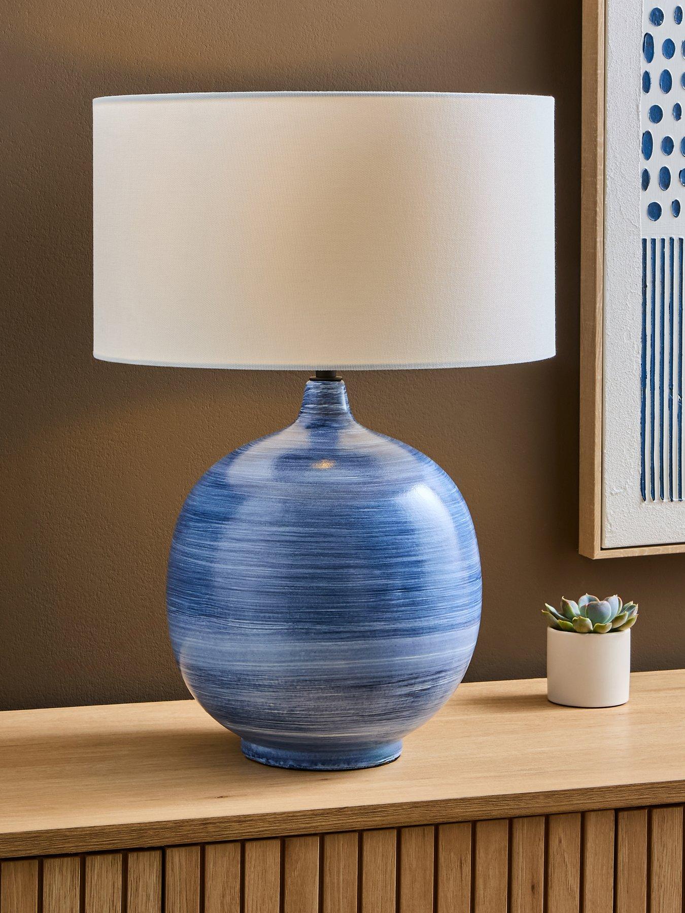 The Very Collection Blue Spinwash Ceramic Table Lamp