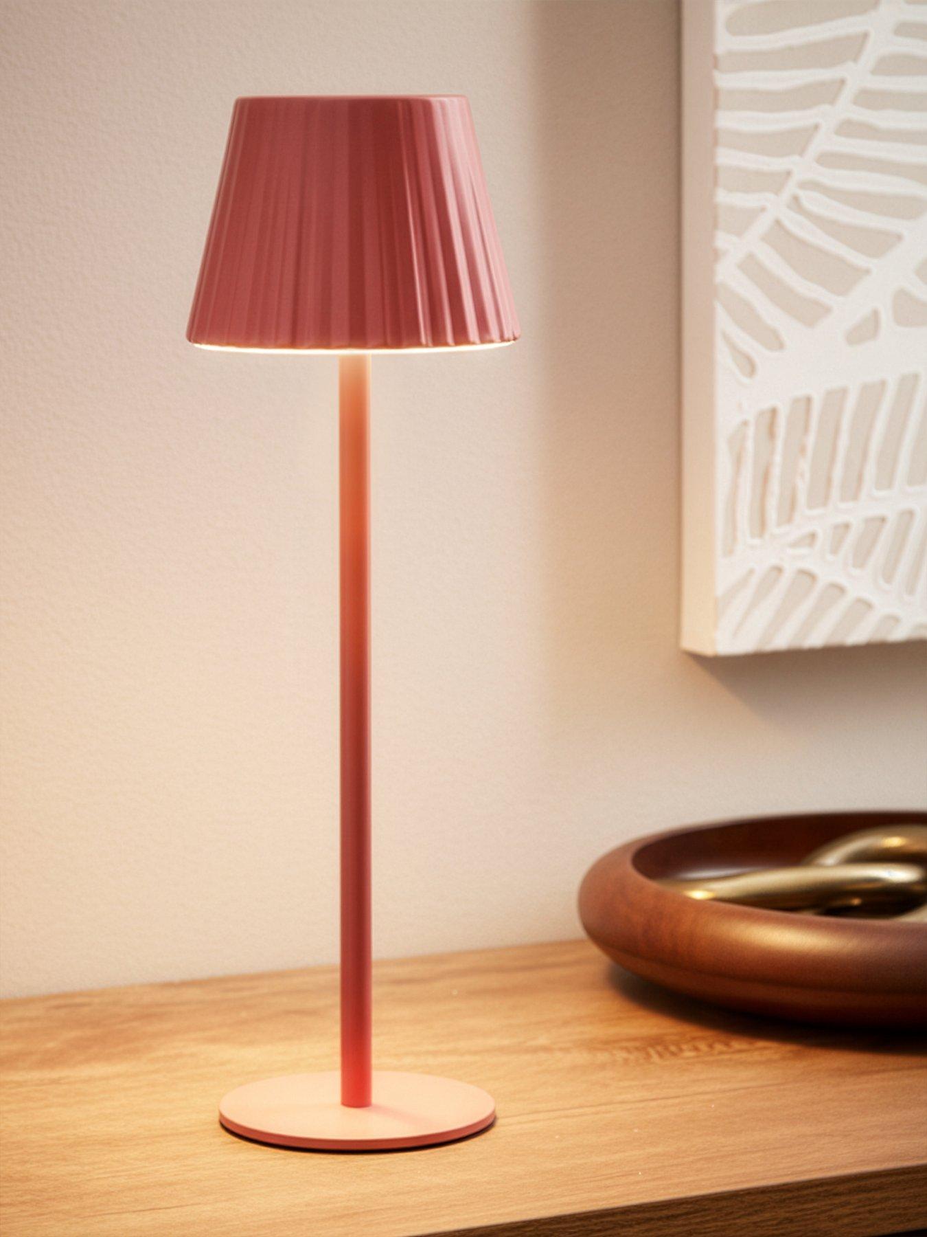 Image 1 of 7 of The Very Collection Rechargeable Table Lamp With Ribbed Shade
