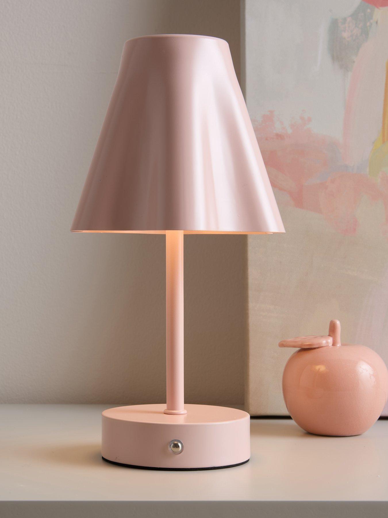 Image 1 of 6 of The Very Collection Rechargeable Table Lamp With Fluted Shade