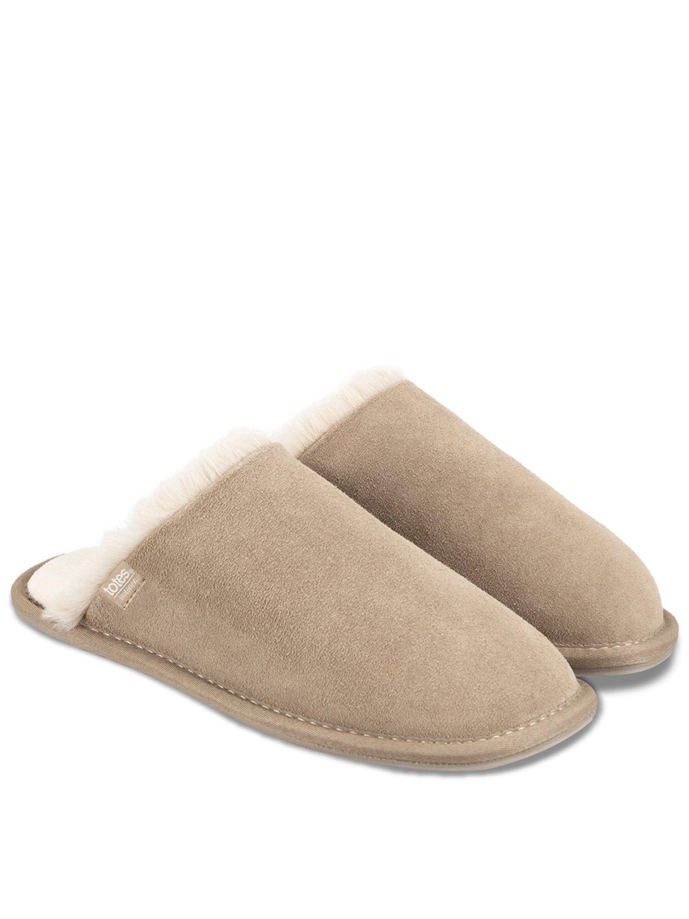 Totes Isotoner Isotoner Ladies Real Suede Mule With Water Repellency, Beige, Size 4, Women