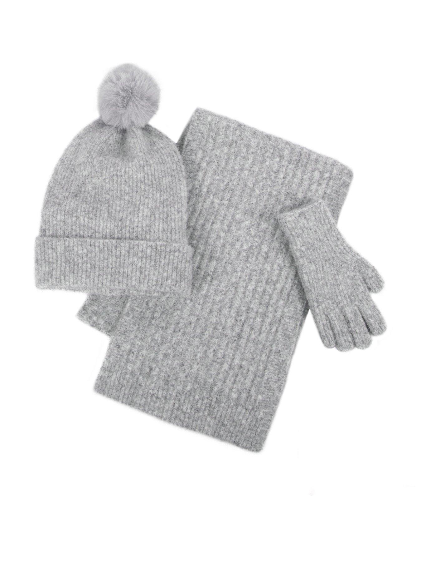 TOTES Toasties Ladies Knitted Hat Scarf  &  Glove Gift Set - Grey