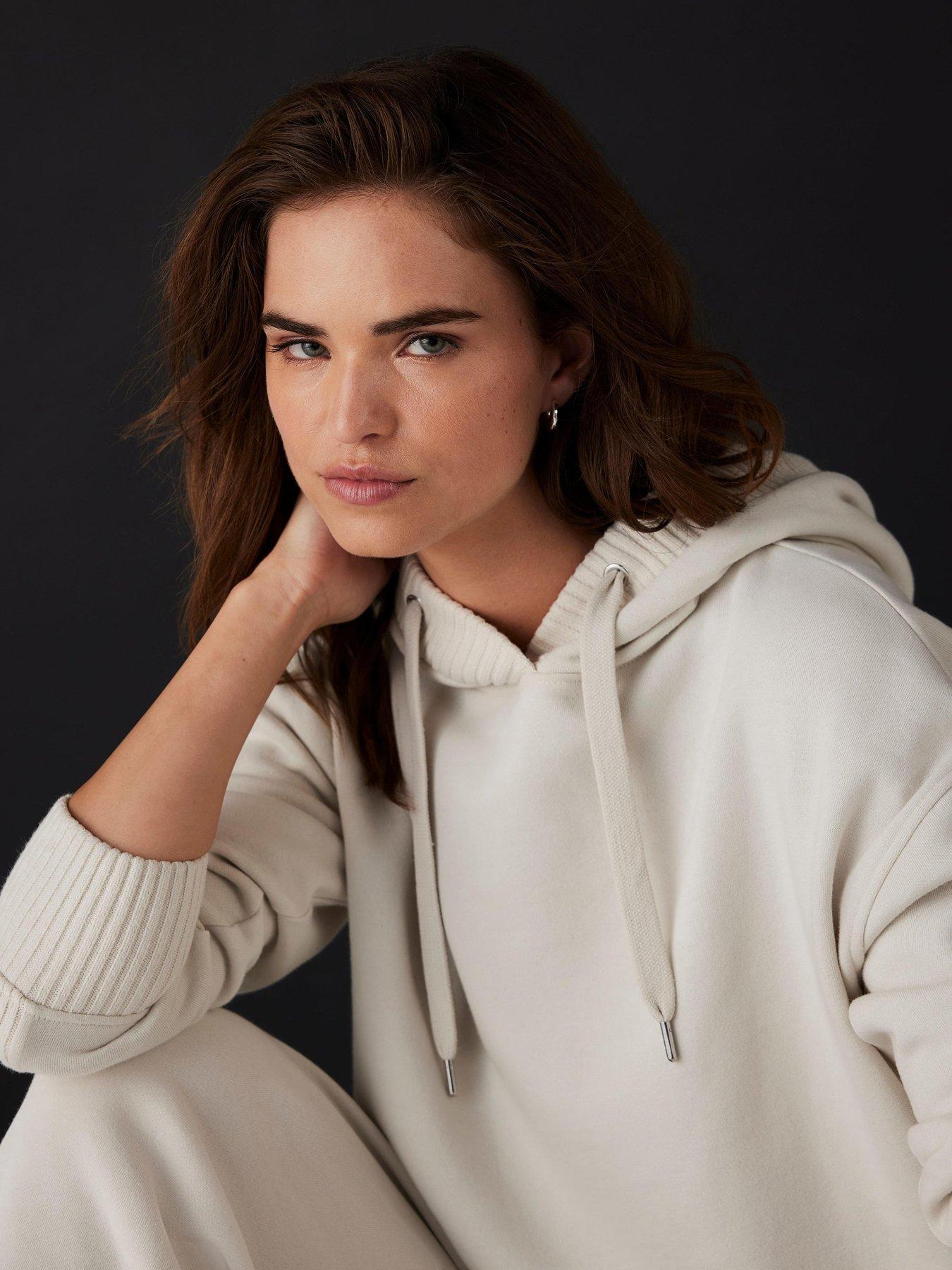 Mint Velvet Cream Knit Mix Hoodie White Very