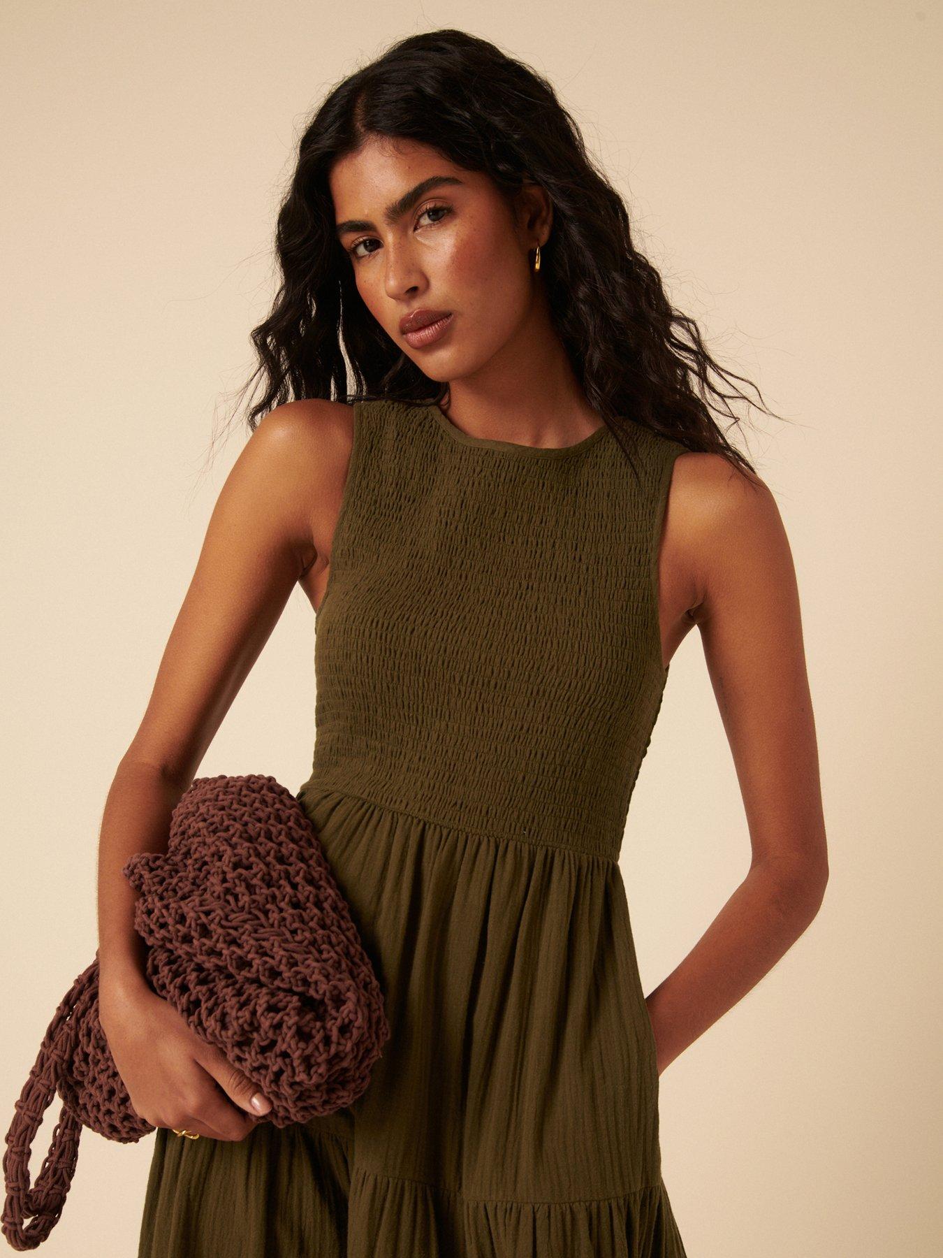 charlie brown green dress Nobodys Child Khaki Tiered Sleeveless - these t fourth_sale_2026 floral beaded prom dress Color:Pink Brown