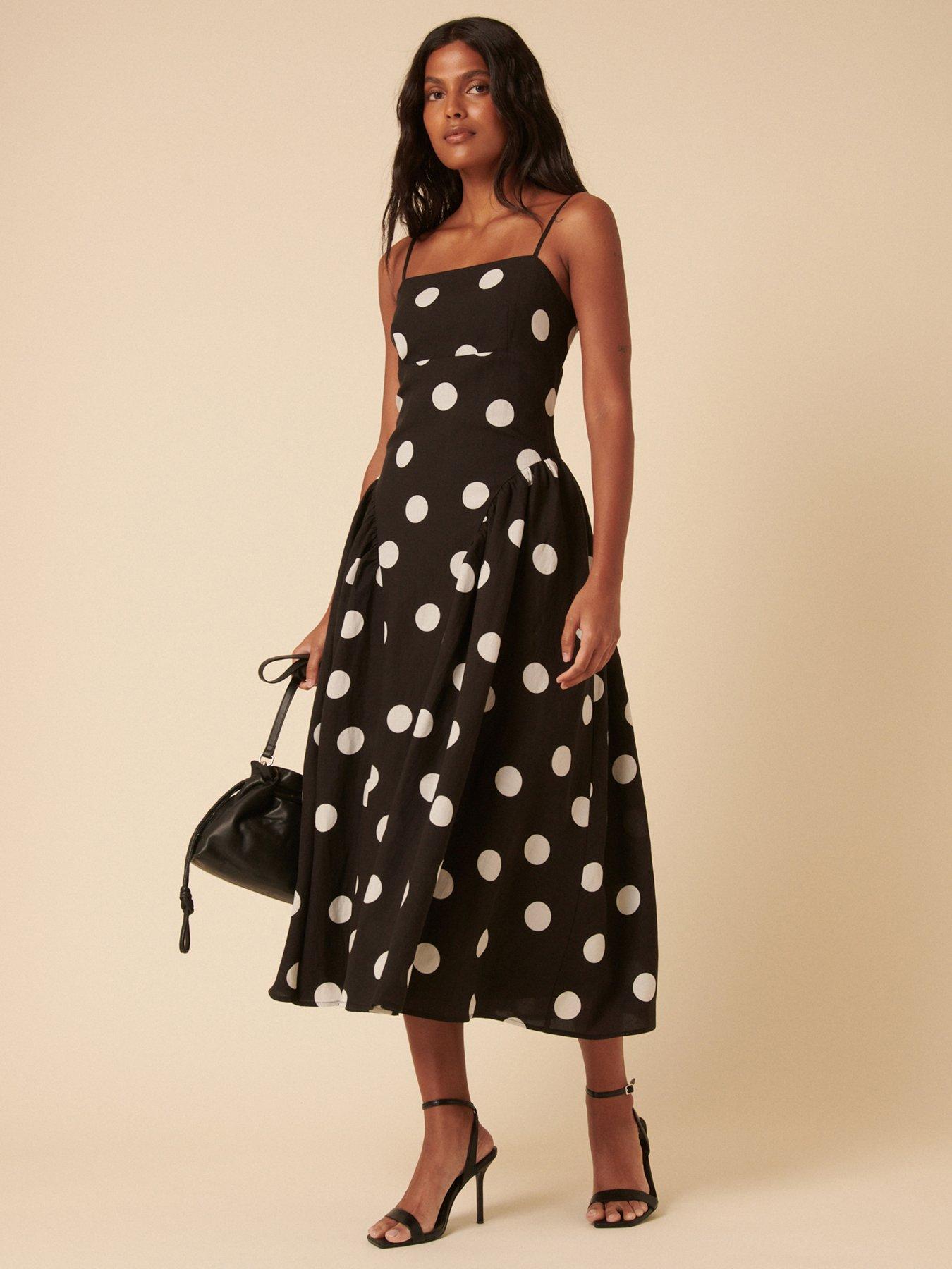 undefined Polka Dot Lupin Midi Dress - Black