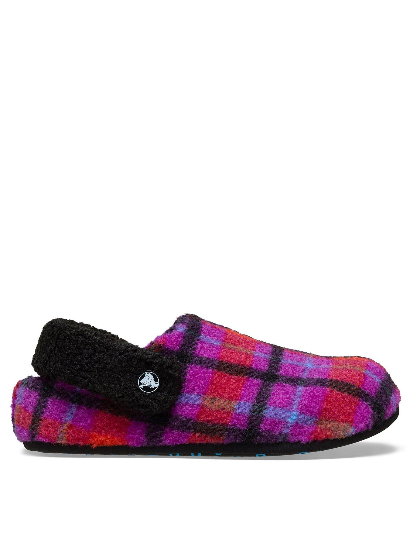 Crocs Classic Cozzzy Plaid Slippers - Grapeberry Purple