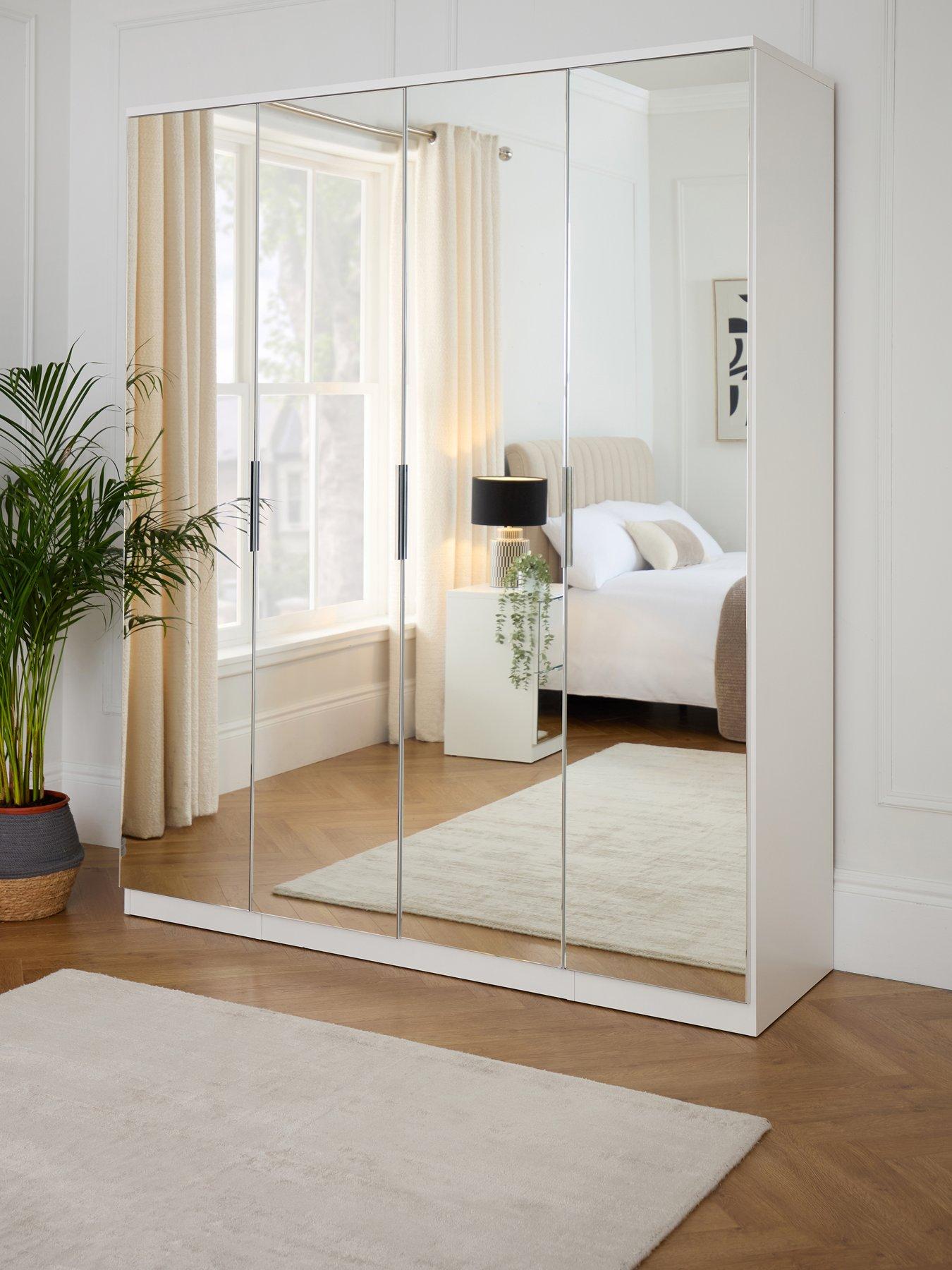 Very Home Palma 4 Door Mirrored Wardrobe - White - FSC® Certified