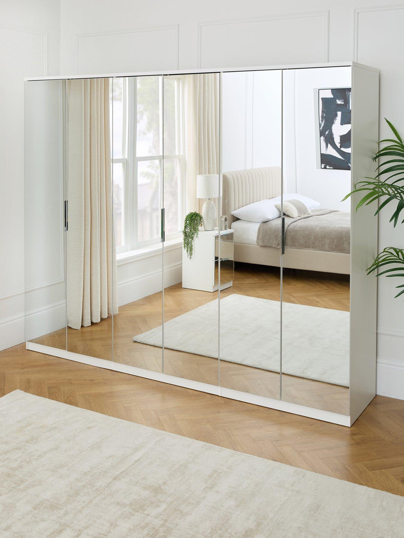 Very Home Palma 6 Door Mirrored Wardrobe - White - FSC® Certified