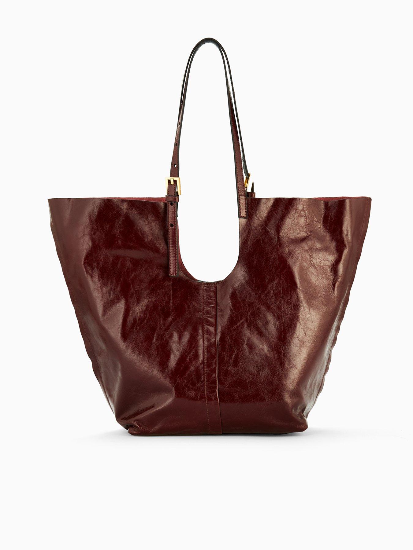 AllSaints Ara Shine Tote Bag - Dark Red