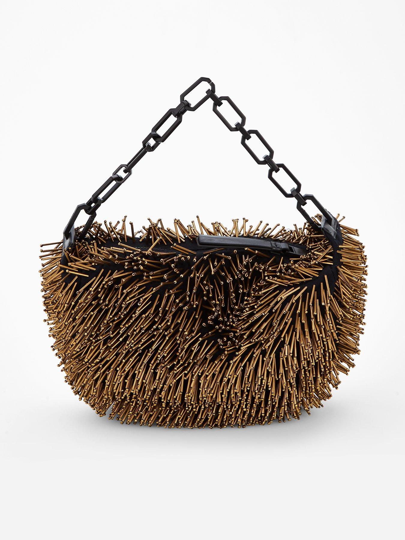 Image 1 of 4 of AllSaints Madea Chain Bead Bag - Gold