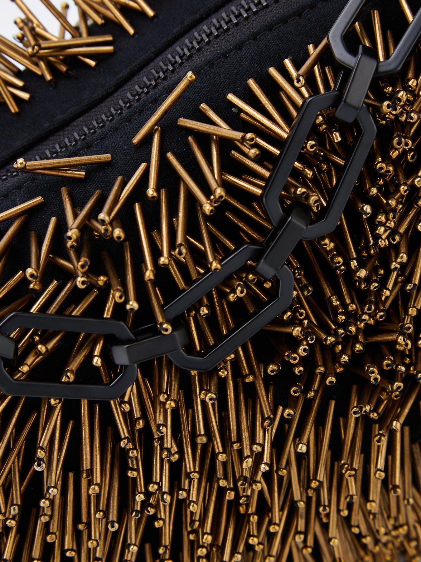 Image 3 of 4 of AllSaints Madea Chain Bead Bag - Gold
