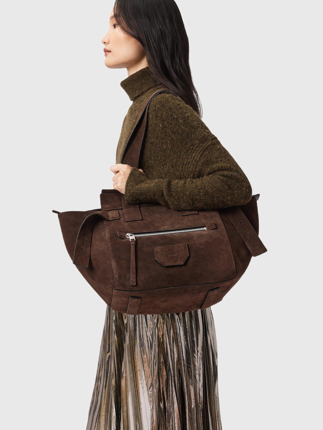 Image 2 of 5 of AllSaints Perez Suede Shoulder - Brown