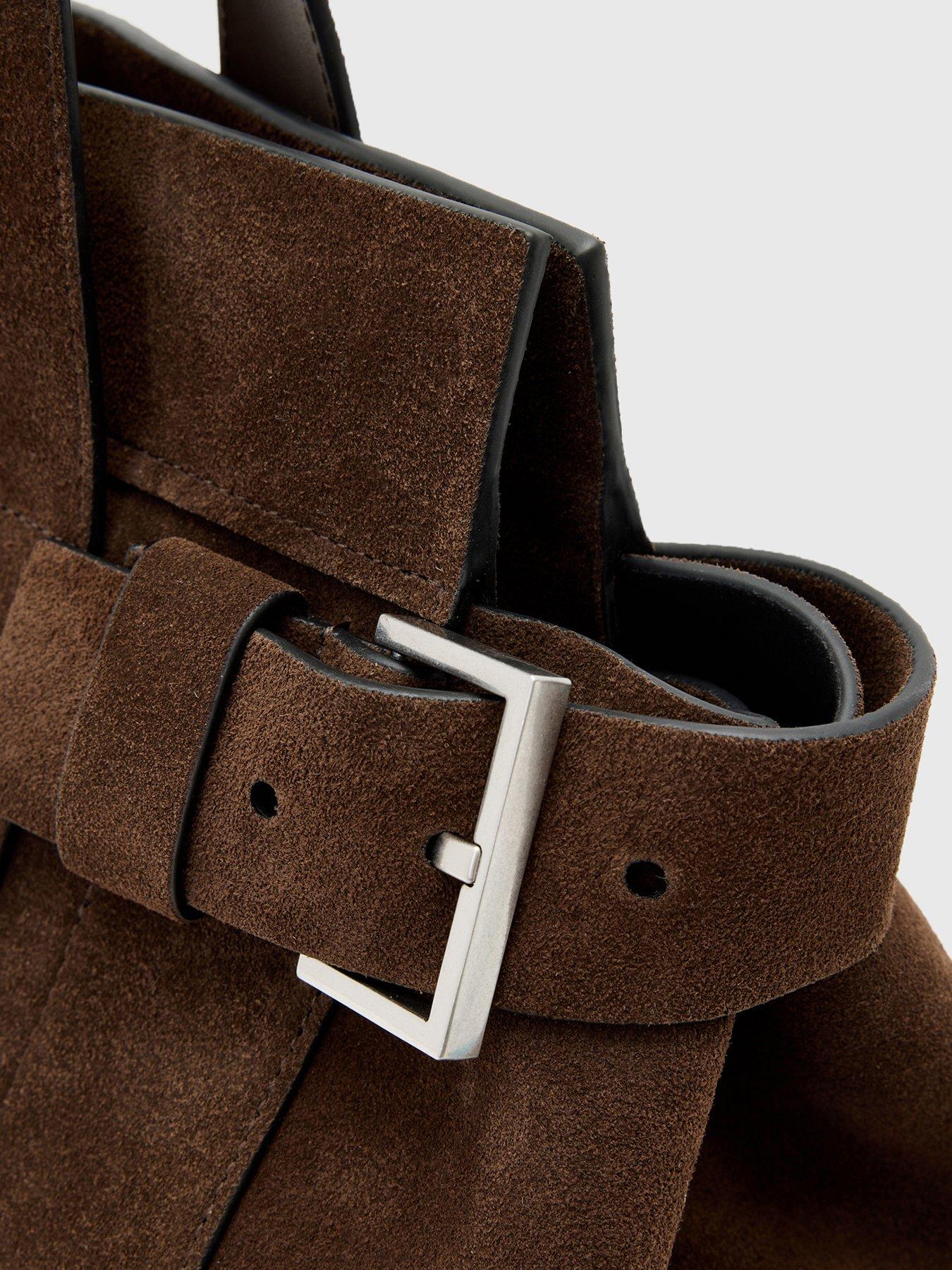 Image 4 of 5 of AllSaints Perez Suede Shoulder - Brown