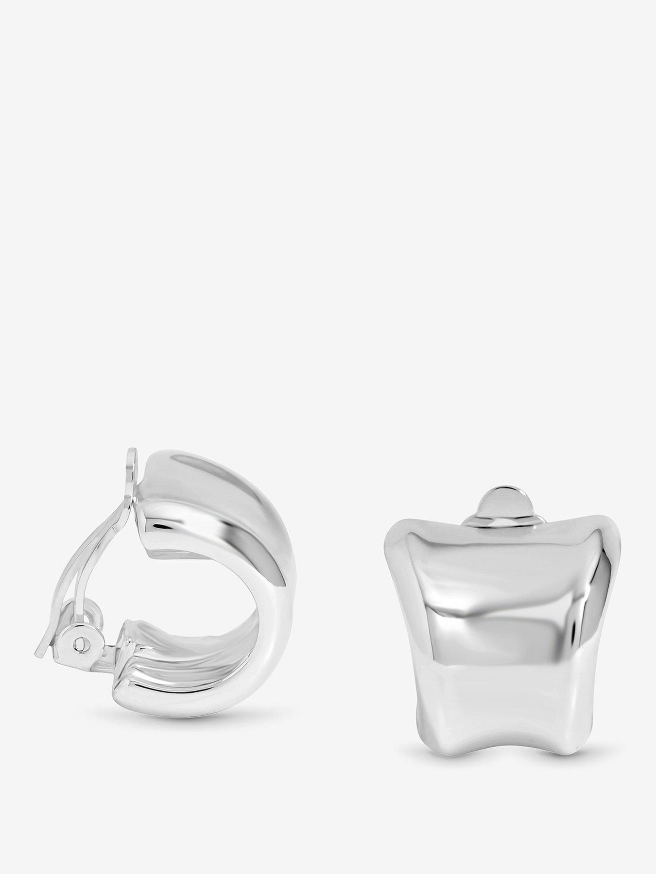 Jon Richard Silver Plated Polished Curved Clip Earrings