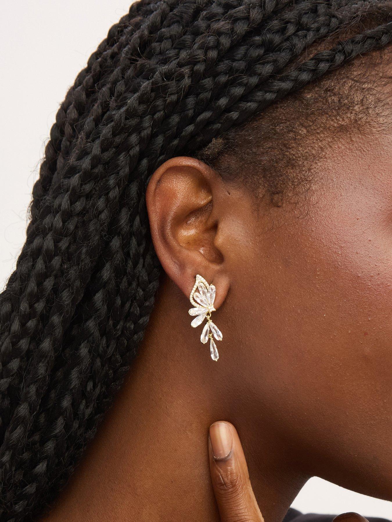 Jon Richard Gold Plated Crystal Floral Droplet Earrings