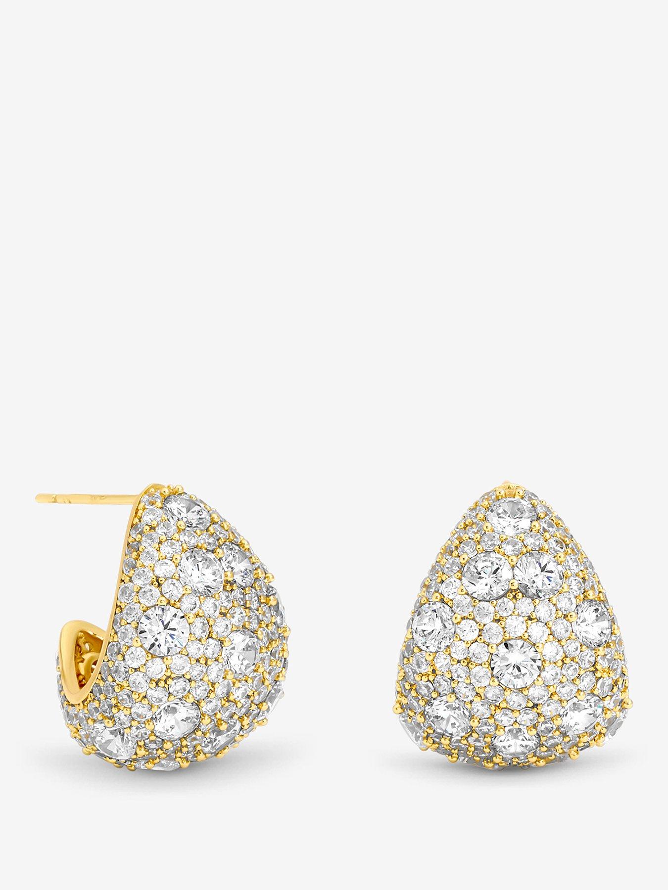 Jon Richard Gold Plated Crystal Large Dome Earrings