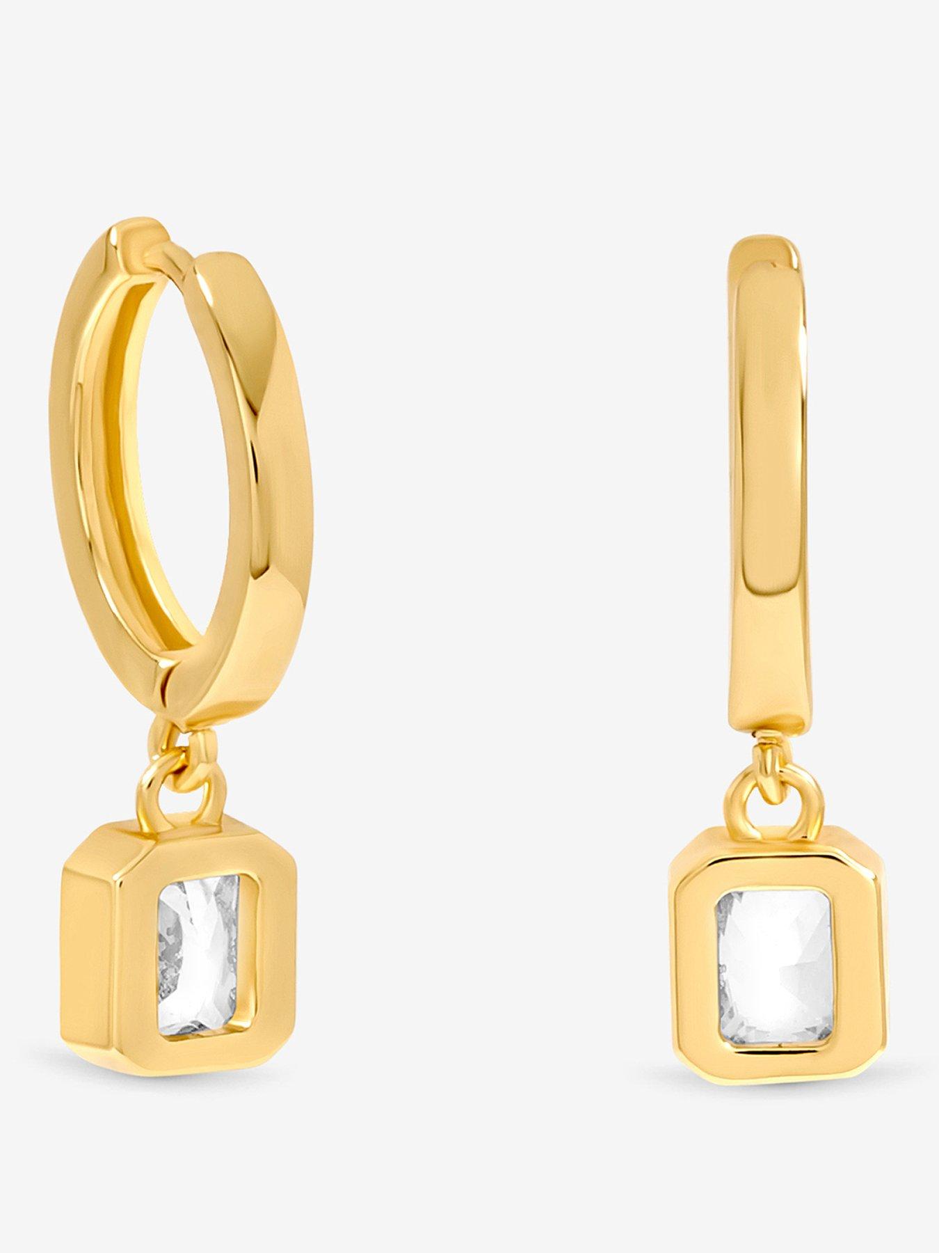 Jon Richard 18K Gold Plate and Crystal Huggie Drop Earring