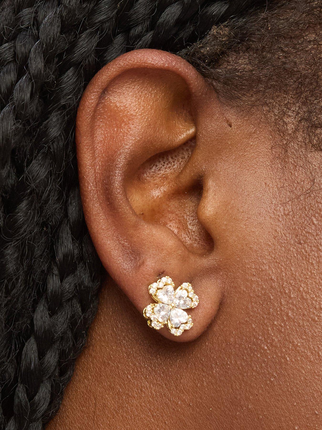 Jon Richard Gold Plated and Crystal Clover Stud Earrings