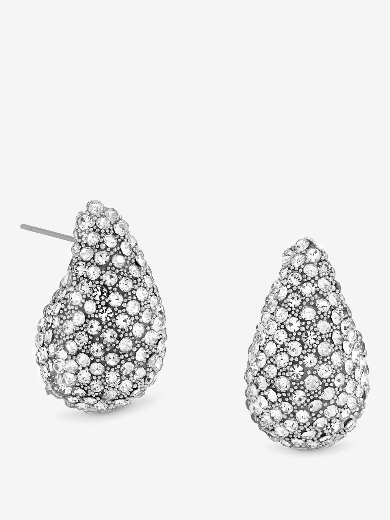 undefined MOOD SILVER CRYSTAL DOME STUD EARRINGS