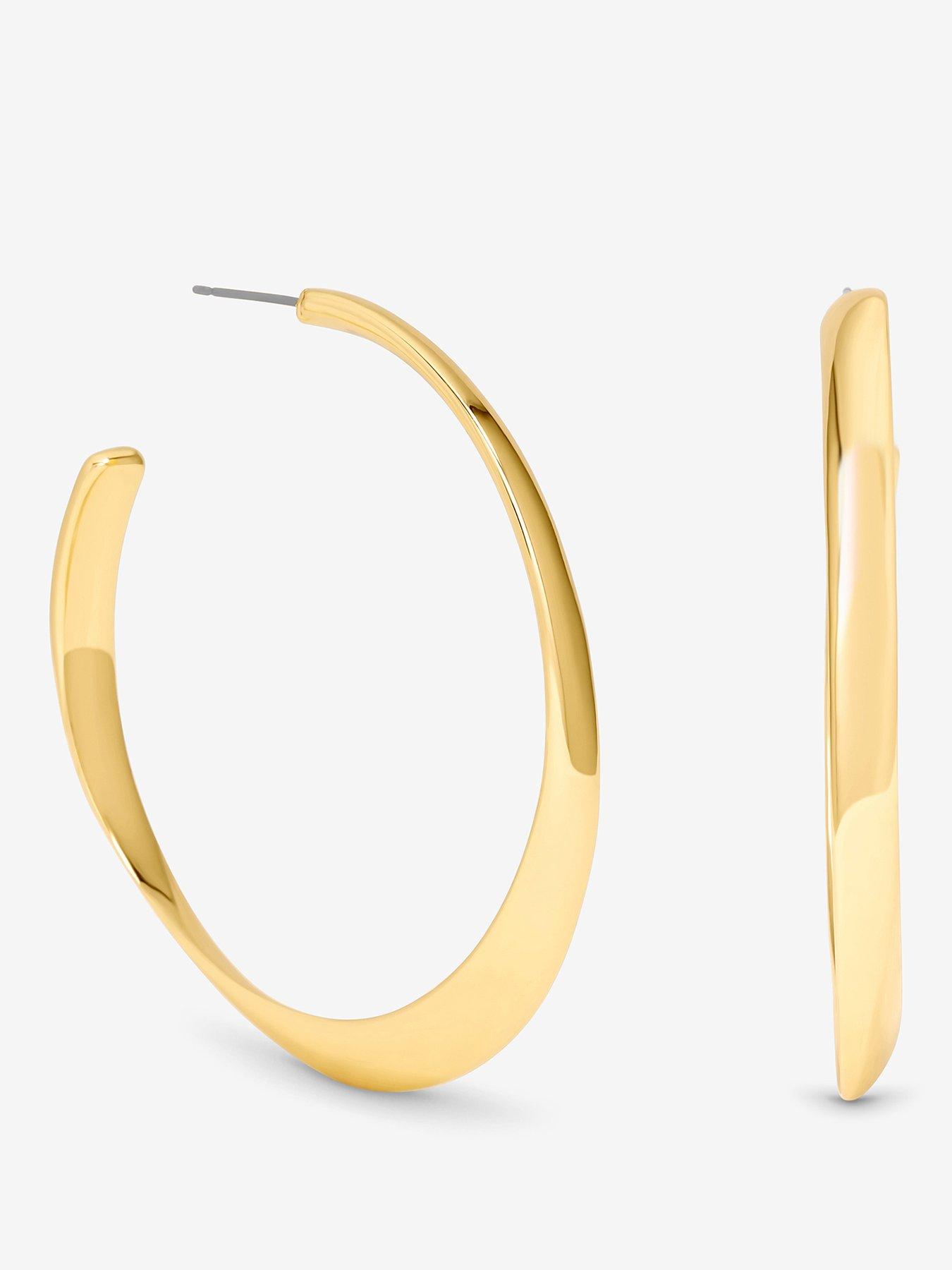 undefined Gold Polished Oval Hoop Earrings