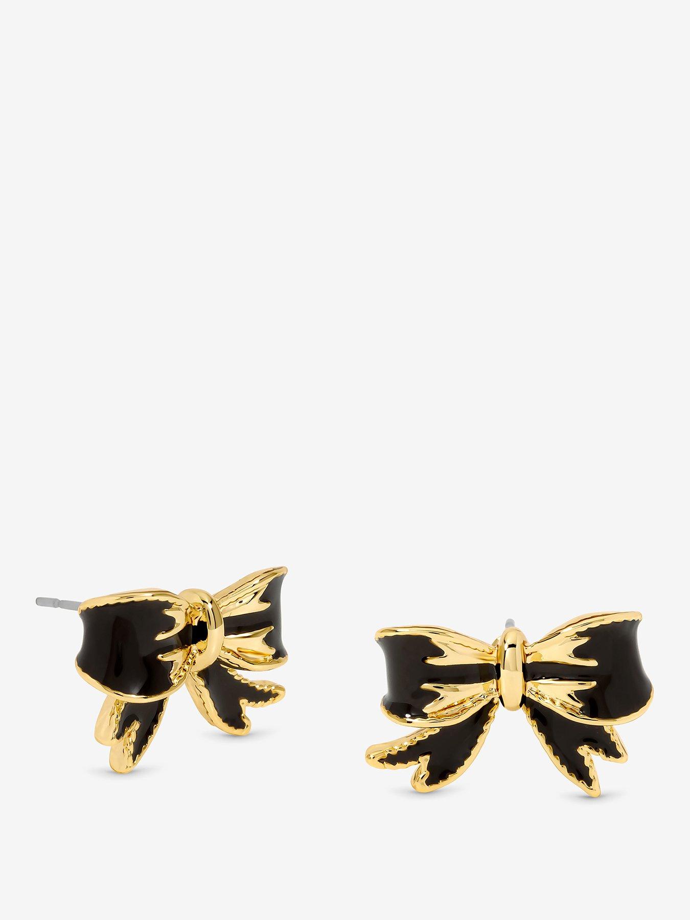 Jon Richard Gold Plated and Jet Bow Earrings
