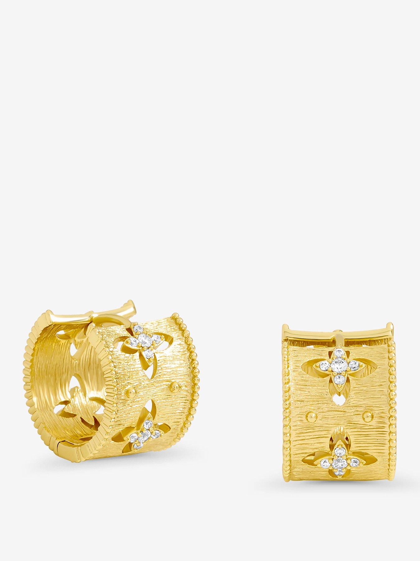 Jon Richard Gold Plated Clover Hoop Earrings