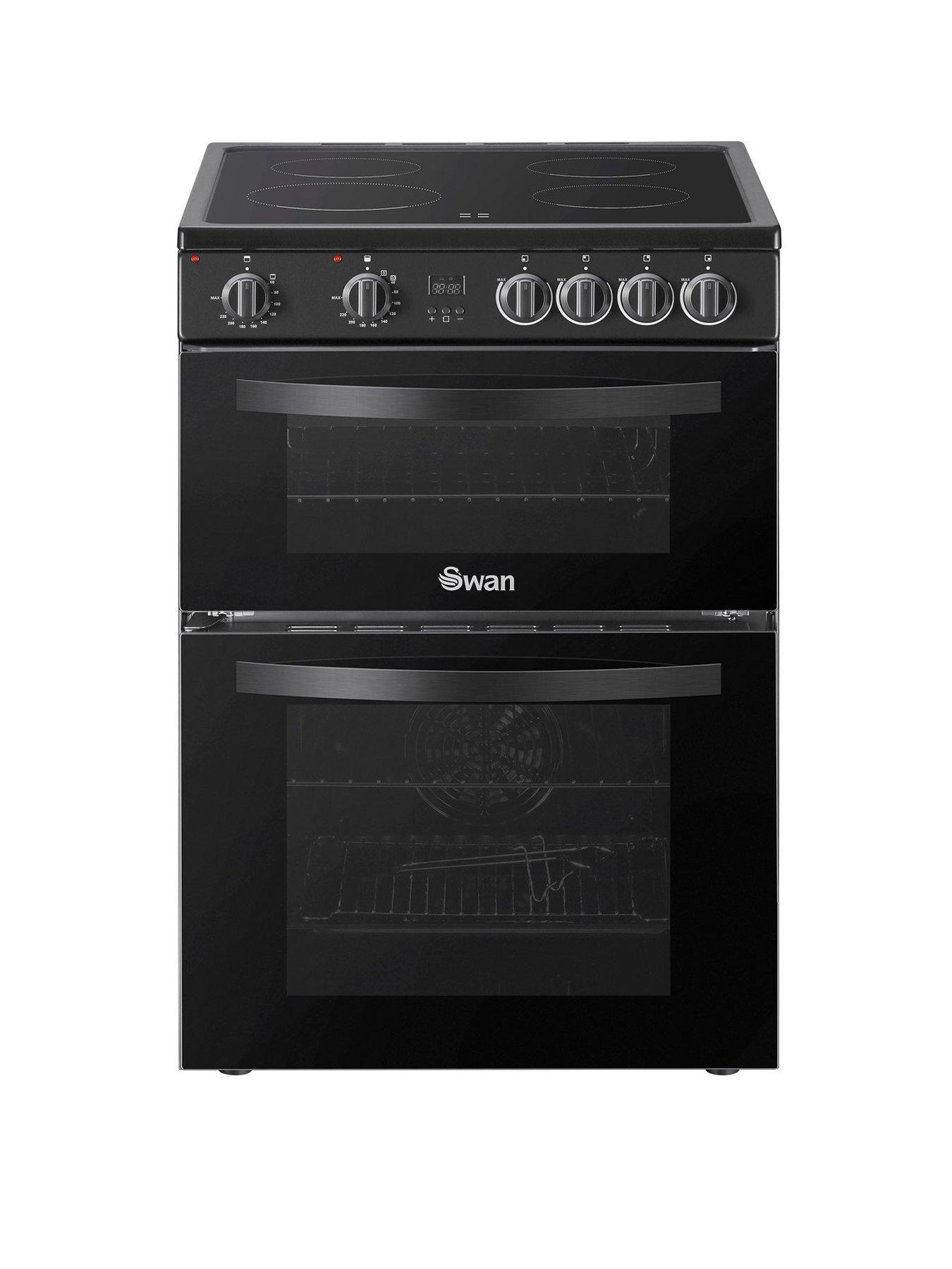 Swan SX16720B 60cm Electric Twin Oven Ceramic Hob Cooker - Black