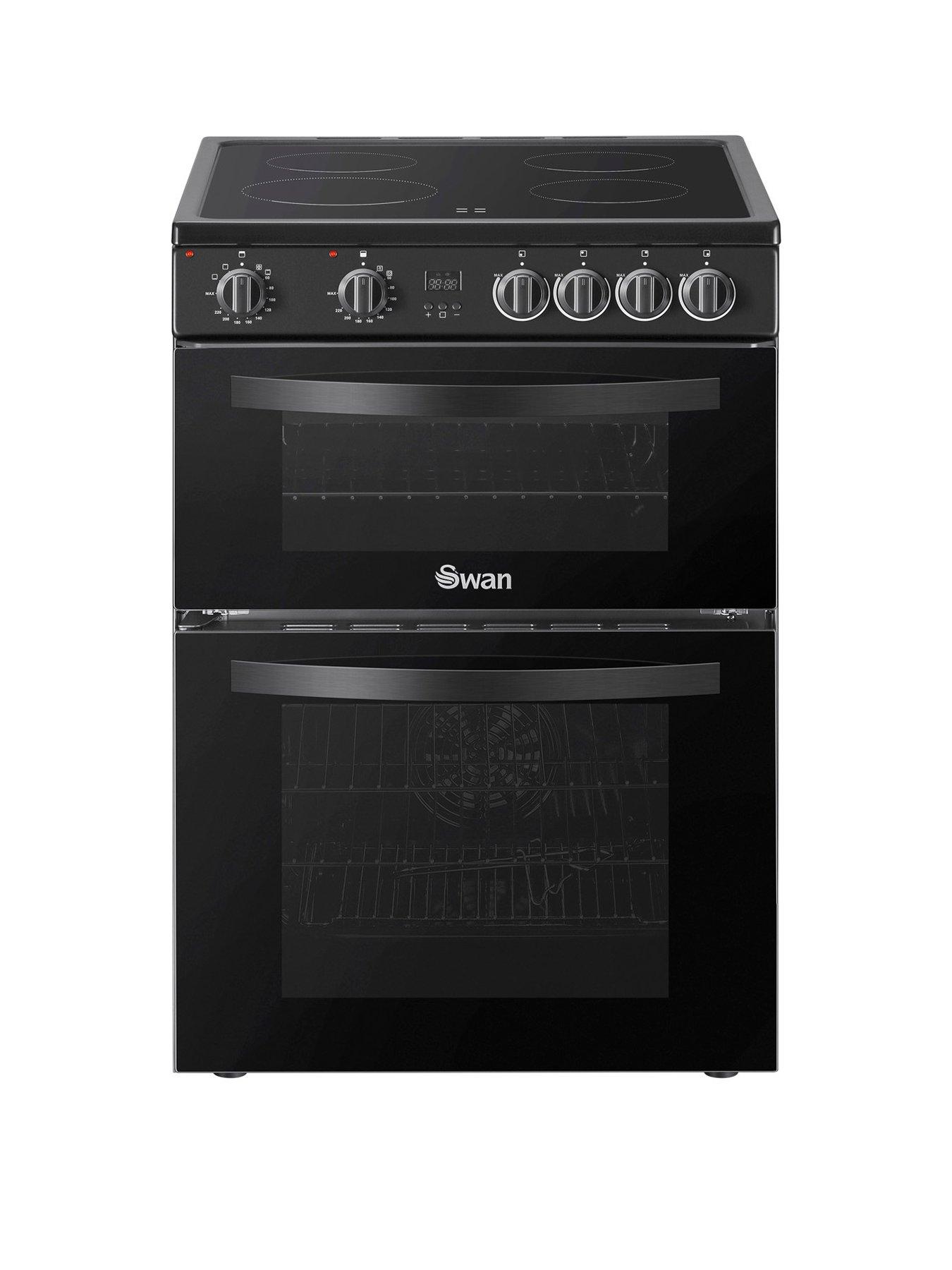 Swan SX16730B 60cm Electric Double Oven Ceramic Hob Cooker - Black