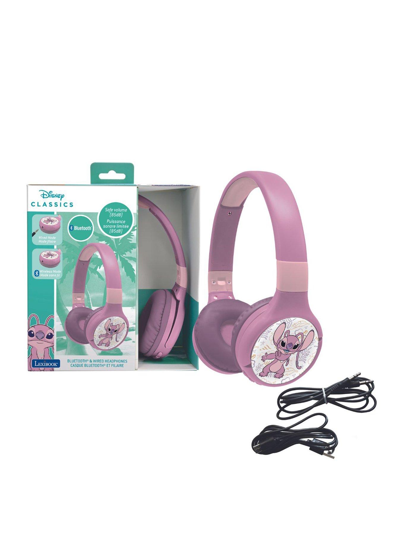 Disney Stitch 2 in 1 Bluetooth and Wired comfort foldable Headphones with kids safe volume - Angel