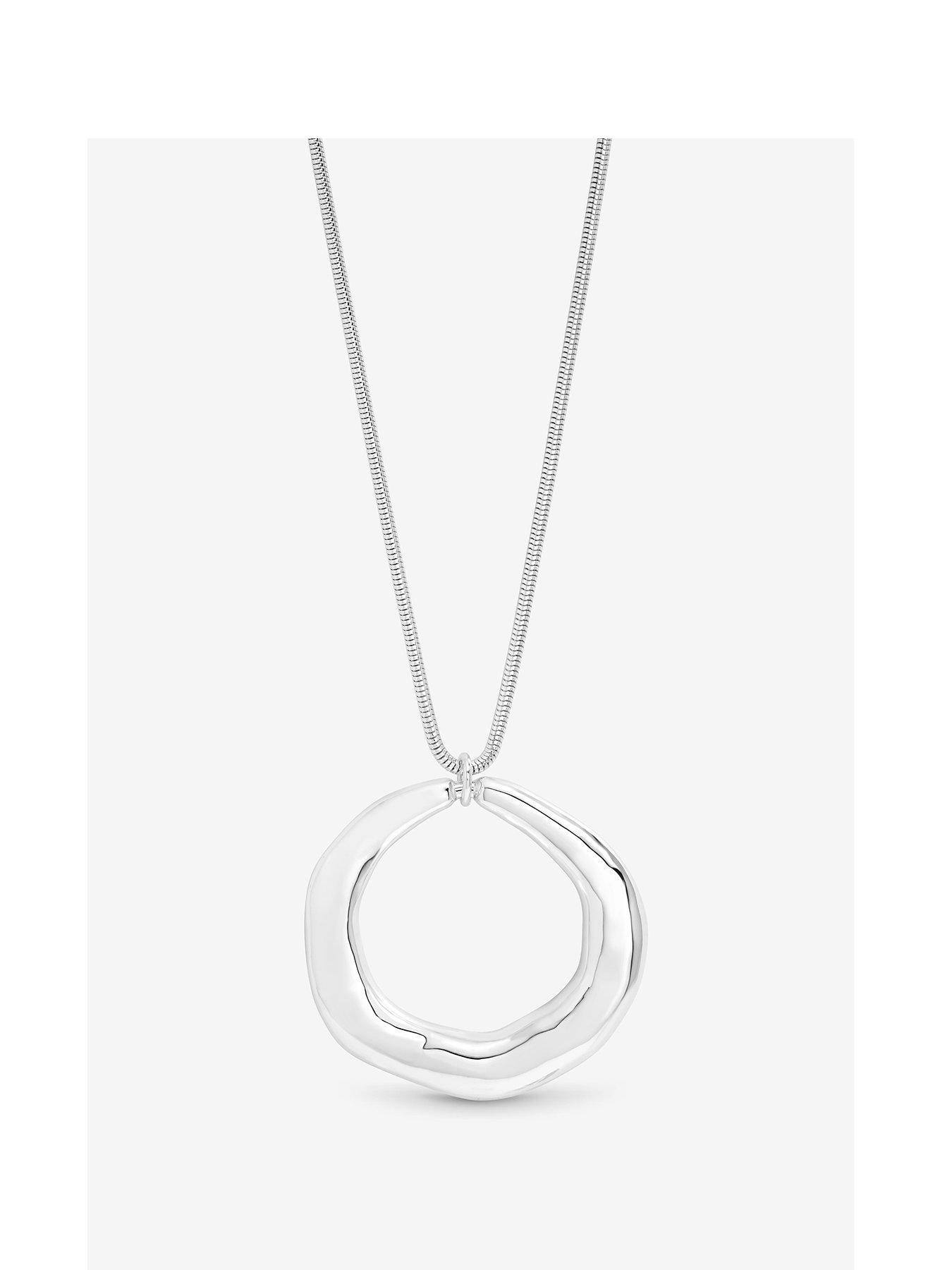 Mood Silver Polished Abstract Long Open Pendant
