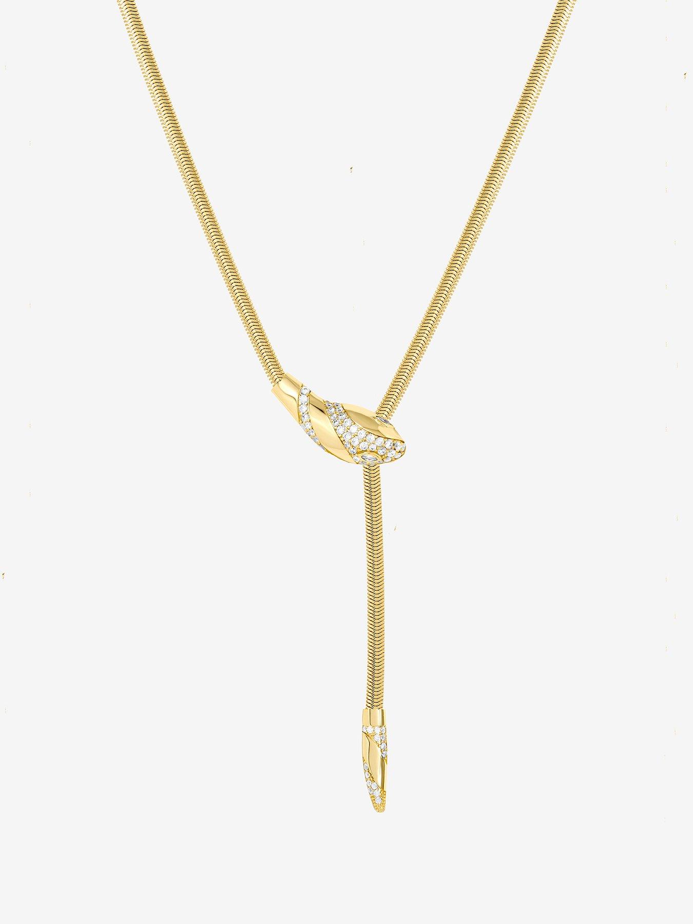 Inicio 14K Gold Plated and Crystal Snake Necklace