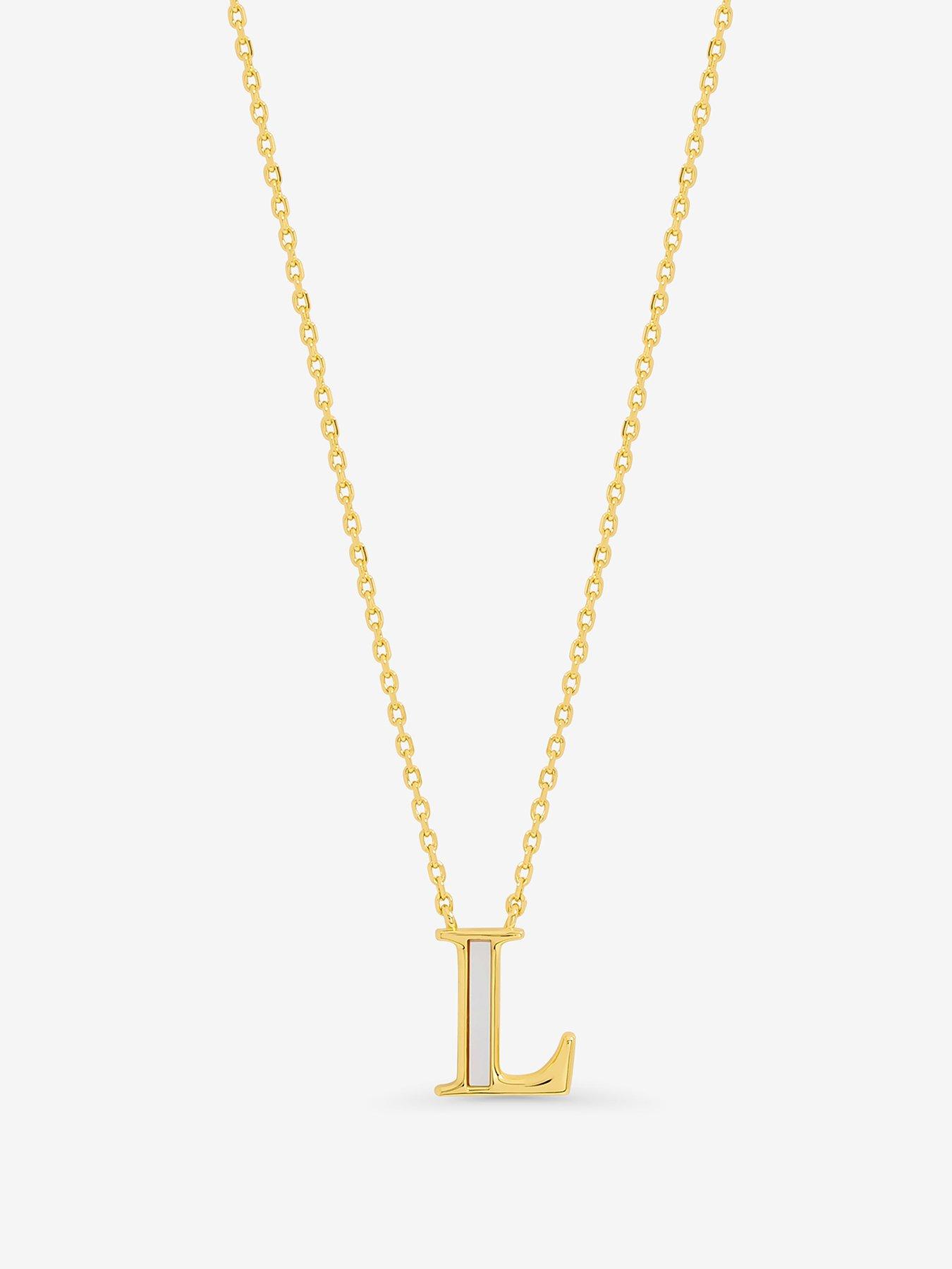 Inicio 14K Gold Plated and Mother of Pearl Initial Pendant - L