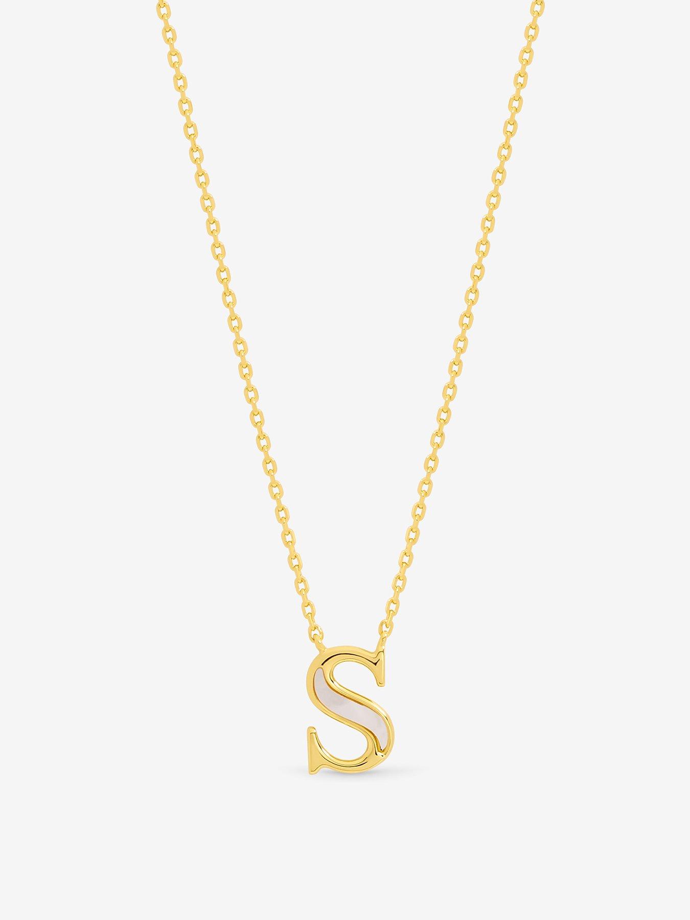 Inicio 14K Gold Plated and Mother of Pearl Initial Pendant - S