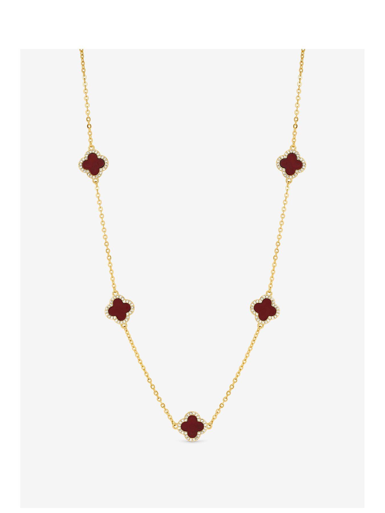 Jon Richard Gold Plated Carnelian Station Clover Necklace