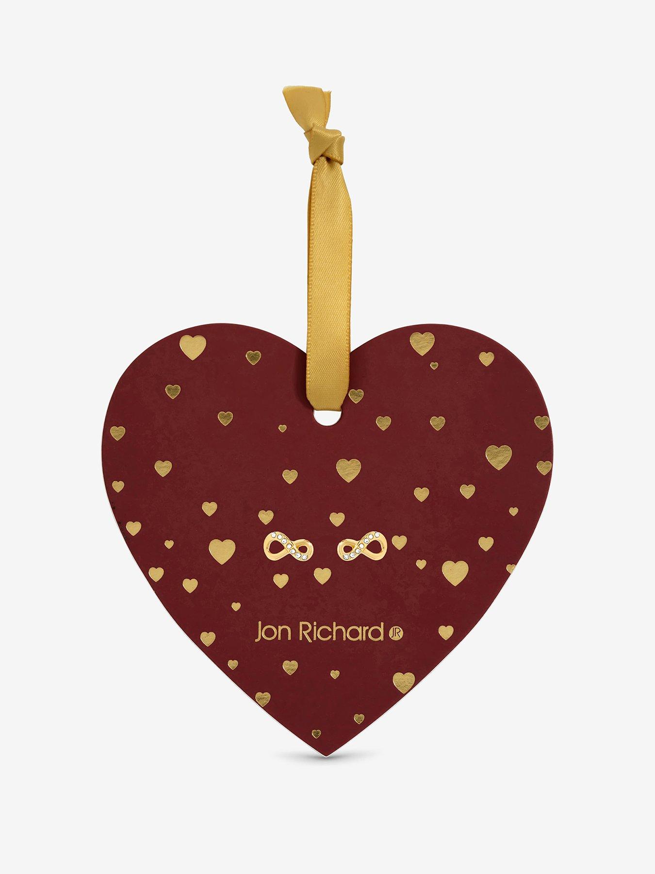 Jon Richard 18K Gold Plated Pave Infinity Earrings - Hanging Heart