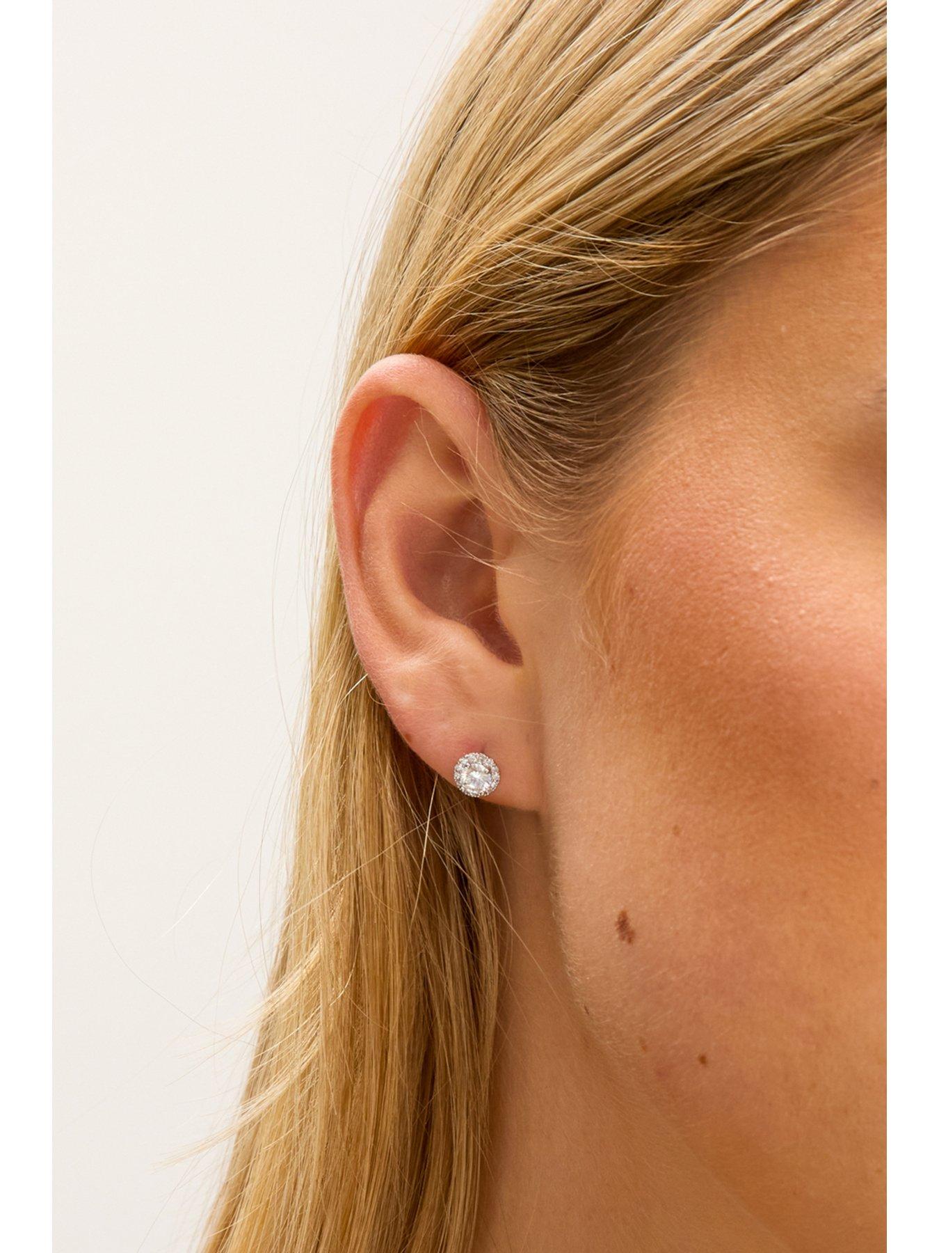 Image 4 of 4 of Jon Richard Rhodium Plated and Cubic Zirconia Double Halo Drop Set - Gift Box
