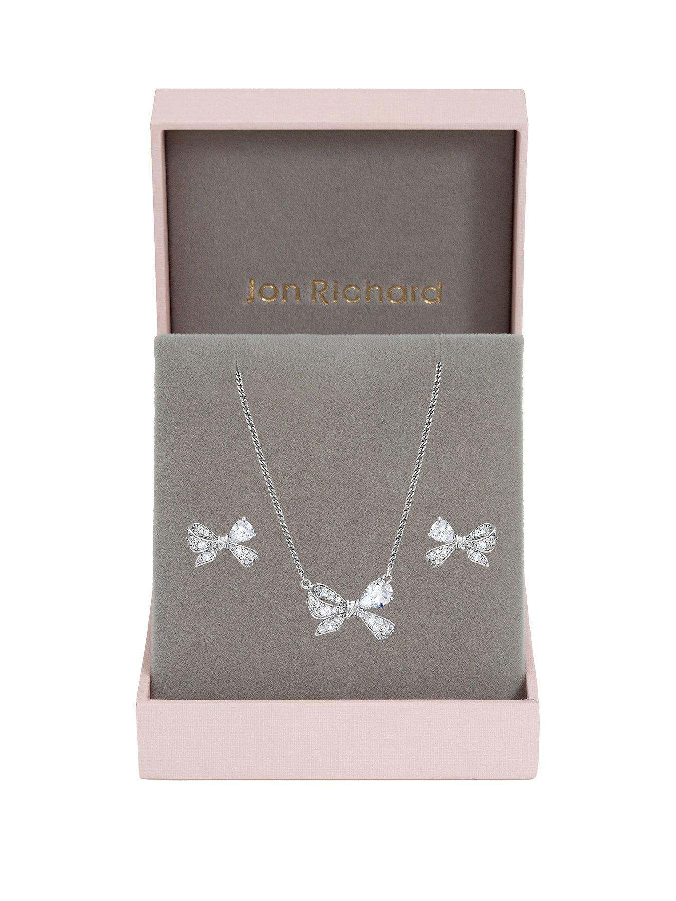 Jon Richard Rhodium Plated Bow Box Set - Gift Box