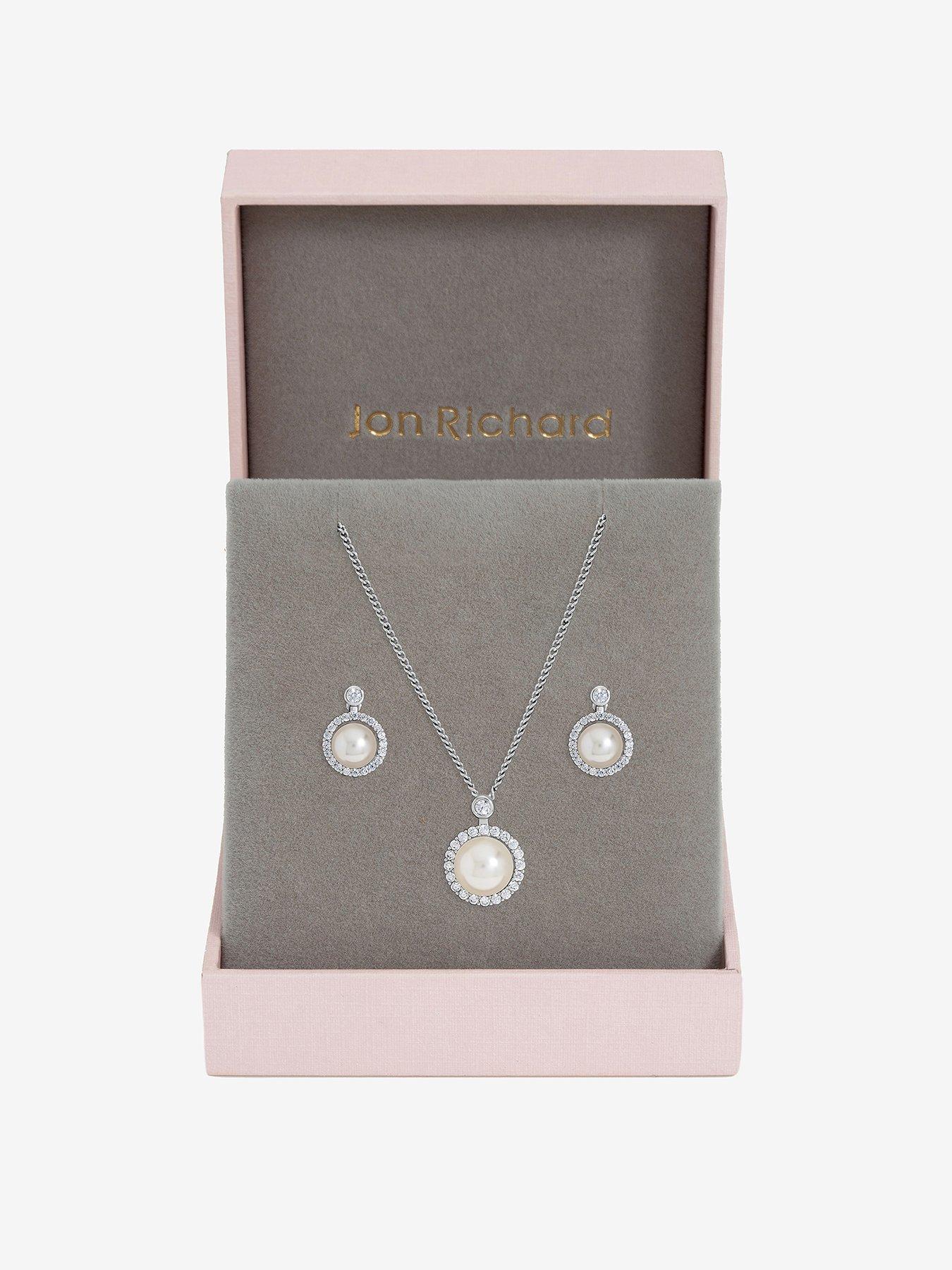 Jon Richard Gold Plated and Cubic Zirconia Pearl Halo Box Set - Gift Box